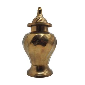 Vintage Brass Ginger Jar Swirl Lidded Dish Handcrafted Stash Storage Urn Archana
